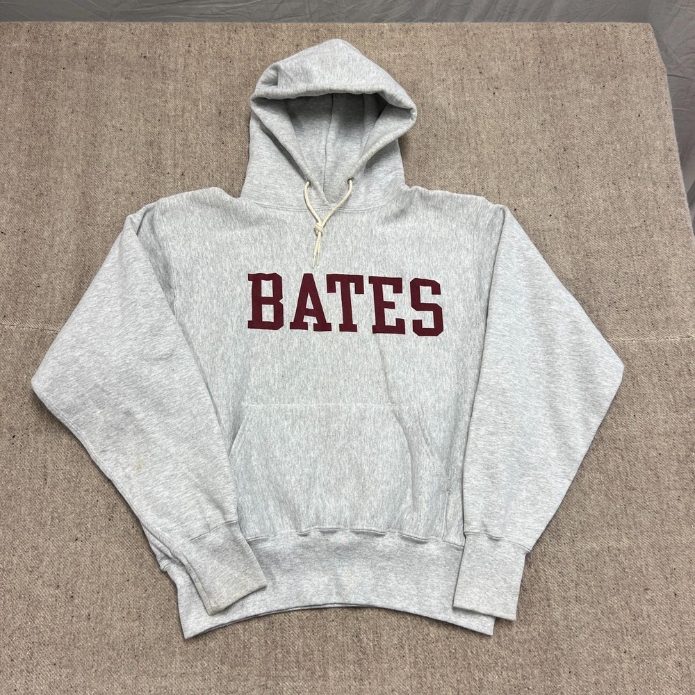 Vintage Bates College Hoodie Mens Medium Gray 1990s